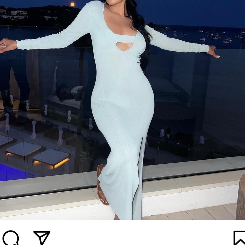 Mint cut out maxi knit dress
